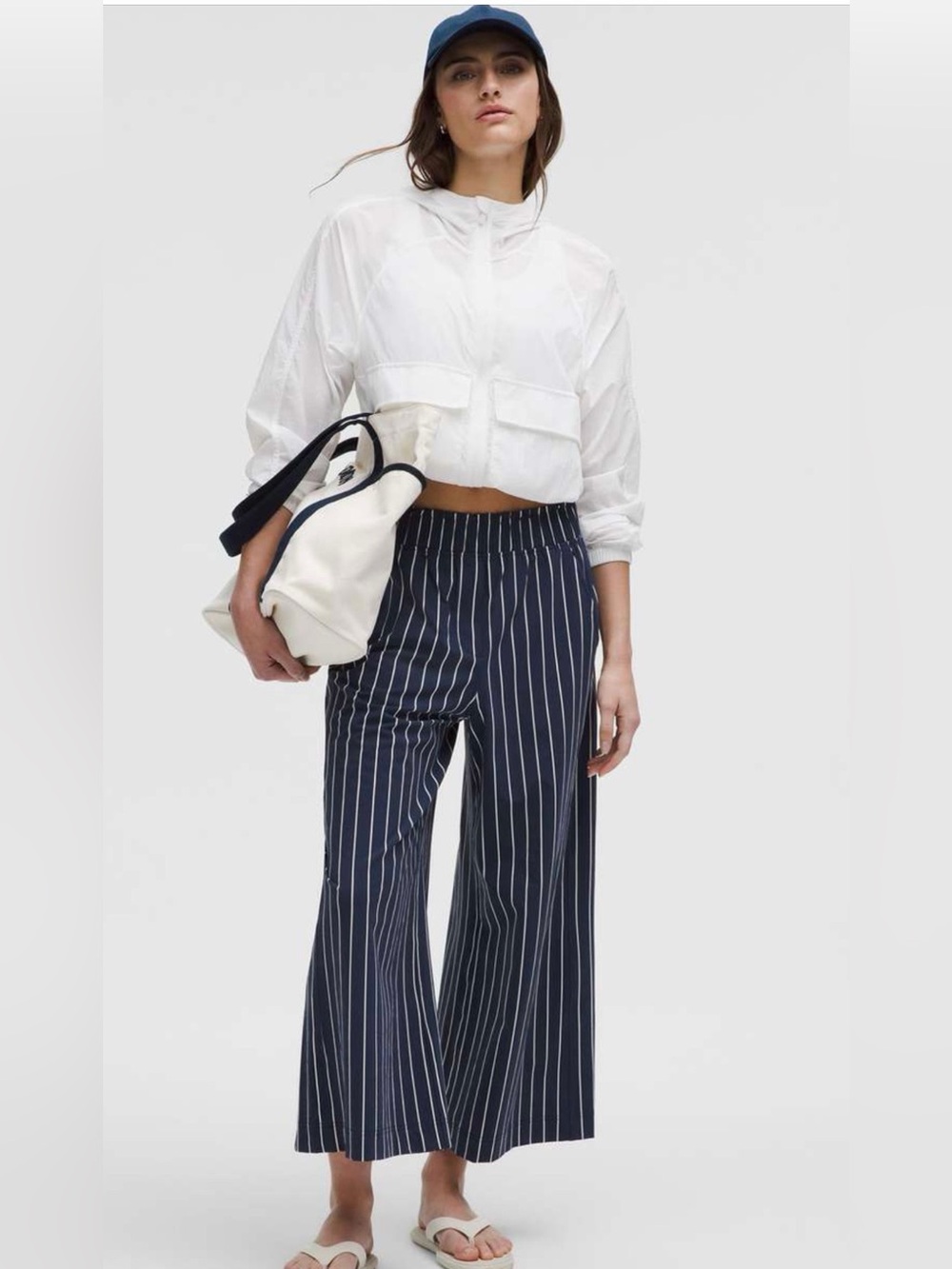 Lululemon Navy Pinstripe Wide-Leg Pants - Women's